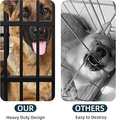 Miniatura 5 de Jaula para perros indestructible resistente de 54 pulgadas con alfombra, a prueba de escapes, con ruedas bloqueables, puerta doble de alta ansiedad