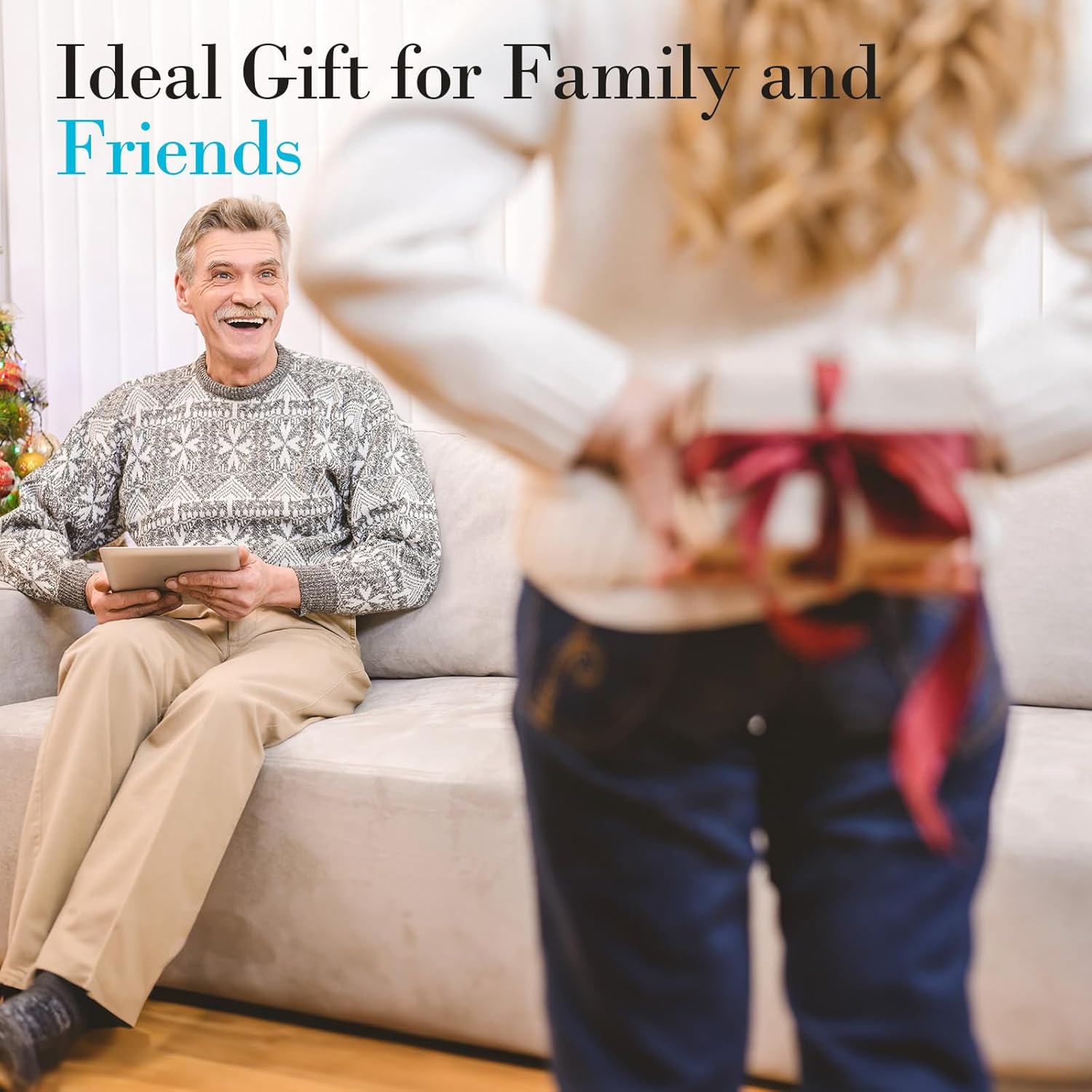 Chair Massager Cushion, Back Massager with Heat, Electric Seat Massage Pad, Back Massage Chair Pad for Back Pain Relief, 2 Heat Levels & 5 Vibrating Modes, Christmas Gifts for Men Dad Mom Him Her