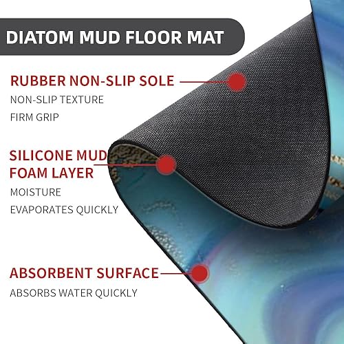 Miniatura 2 de ZHUZHISHAN Tapete de baño de tierra de diatomeas, mármol dorado morado, volumen antideslizante, súper absorbente, secado rápido, tapete para puerta