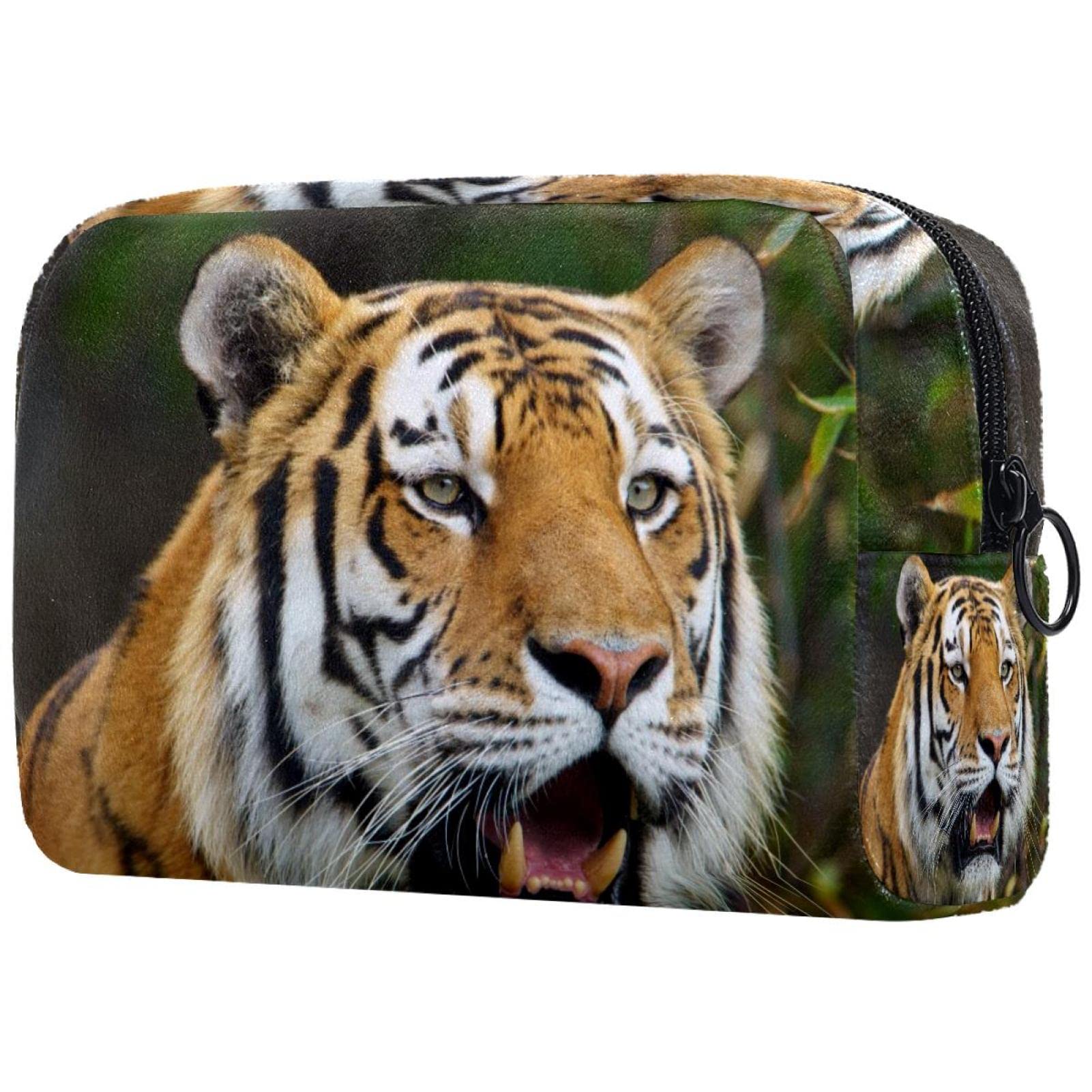 Travel Makeup Bag Tiger Majesty Cosmetic Bag Oxford Cloth Makeup Bag Toiletry Bag For Women And Girls 7.3x3x5.1in