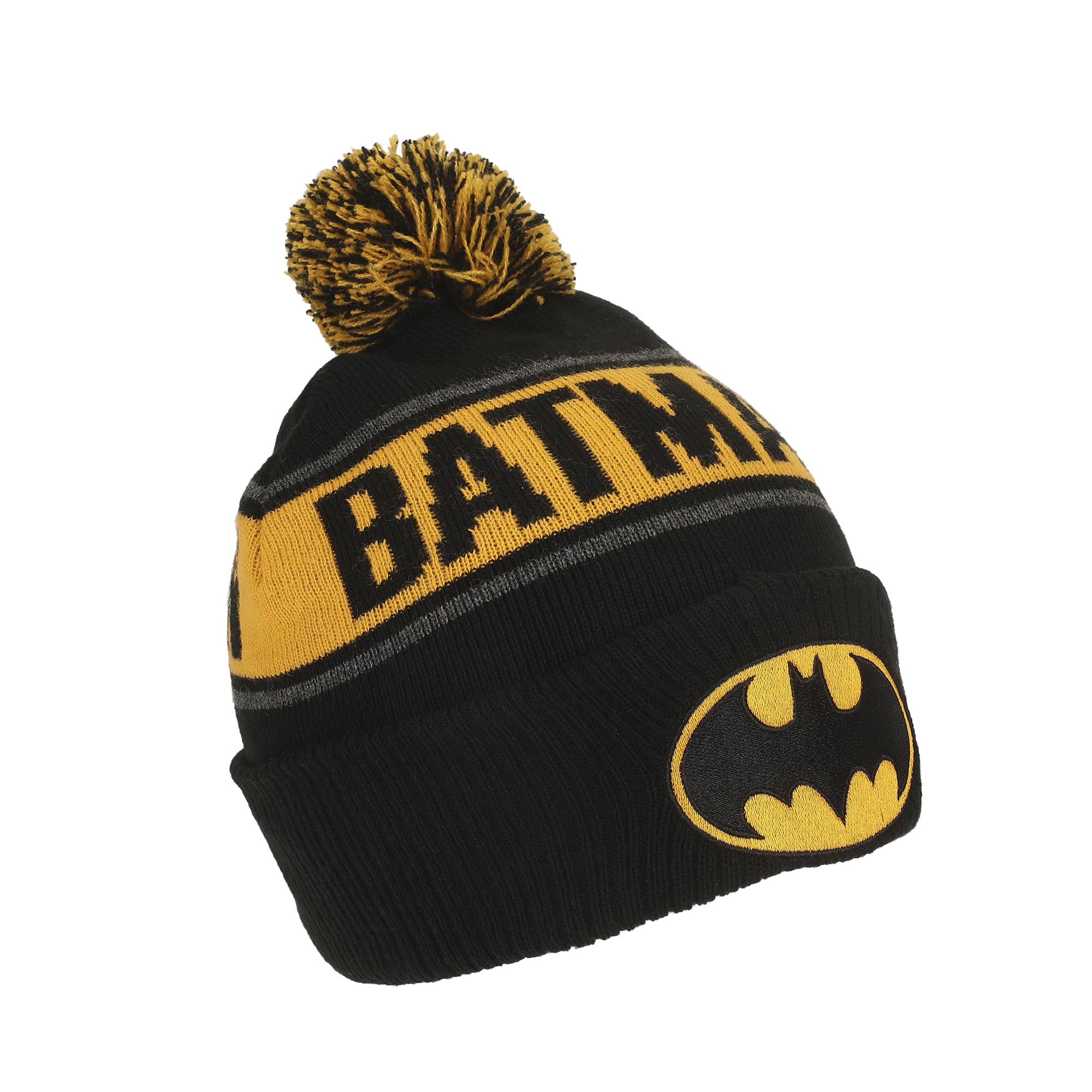 Bioworld Batman Logo & Name Text Black Cuff Beanie