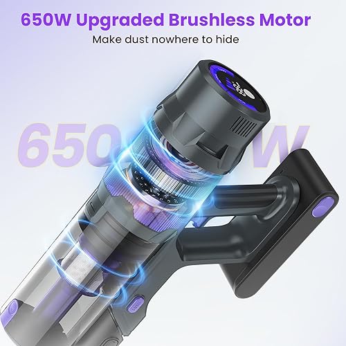 Miniatura 5 de Aspiradora inalámbrica, aspiradora inalámbrica ligera de 50 Kpa, aspiradora de batería recargable de 500 W con tiempo de funcionamiento de 50