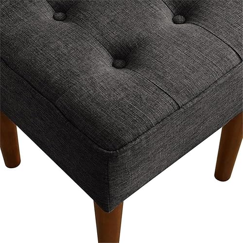 Miniatura 5 de Elle Decor Aria - Taburete otomano tapizado para alimentos con estilo clásico con botones, asiento adicional para el hogar moderno, tamaño compacto