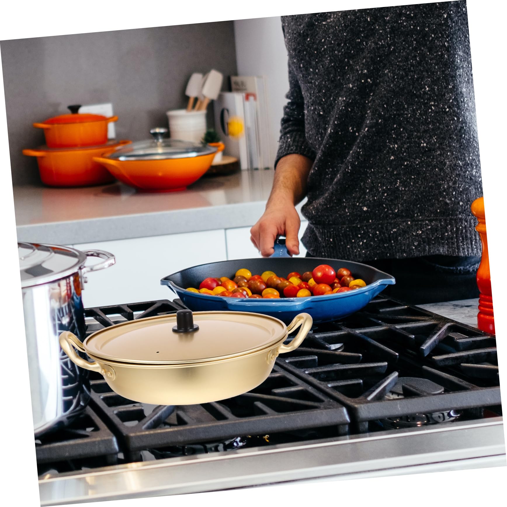 HEALEEP Korean Ramen Pot Lid Lightweight Aluminum Alloy Cooking Pot for Fast Heating Noodles for Camping Hiking and Home Use Design