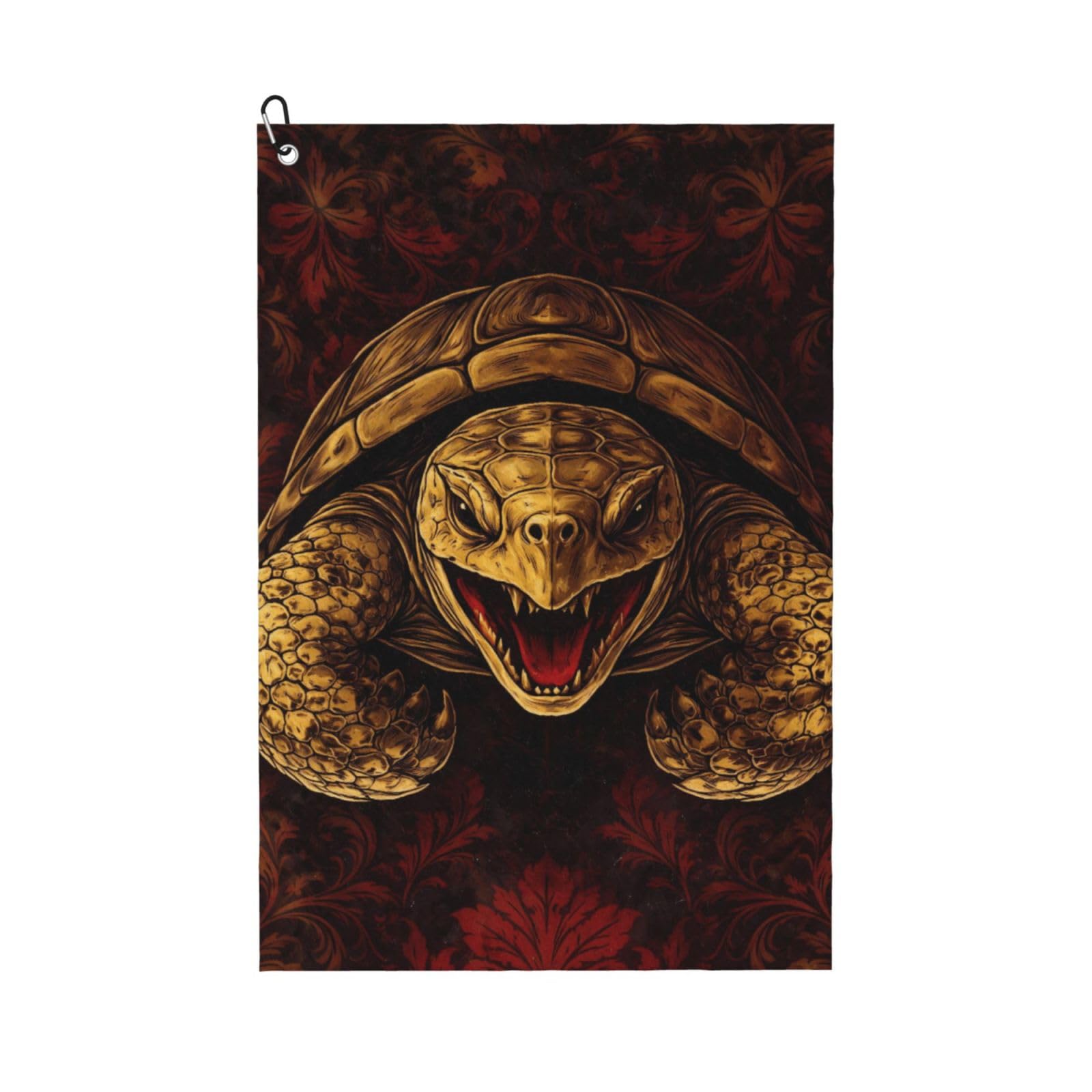 Oudrspo Fierce Golden Turtle Multi-Functional Golf Towel | Absorbent Quick Drying 16x24in