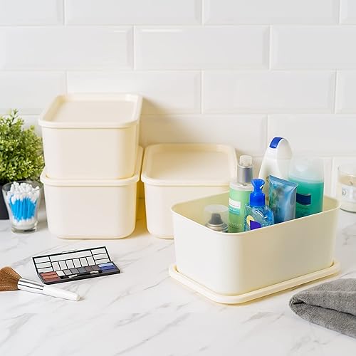 Miniatura 18 de IRIS USA Contenedores de almacenamiento de plástico de 7 cuartos de galón con tapas, pequeños, paquete de 4, contenedores organizadores de Perla