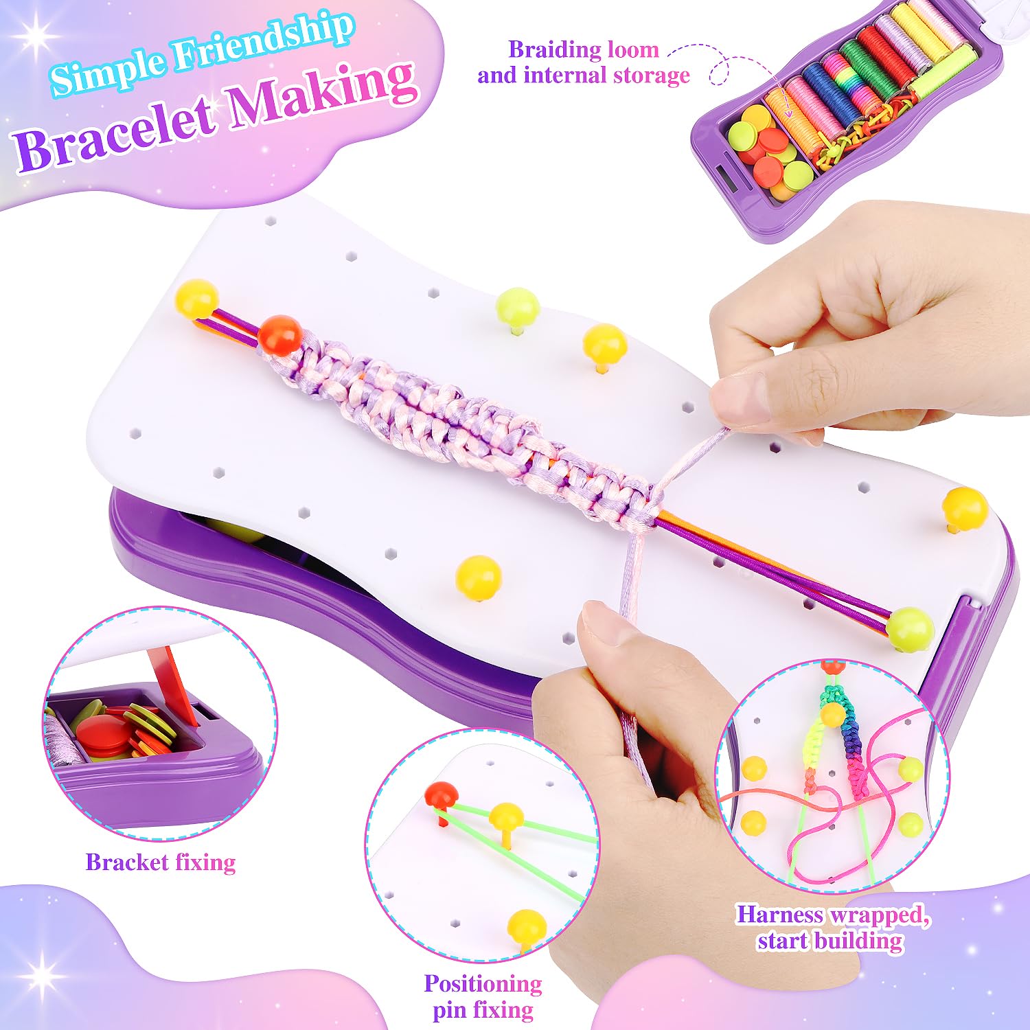 Kit De Fabrication De Bracelets HOVIBU - 30 Fils, Perles, Pendentifs - Créatif Pour Filles De 6 à 12 Ans