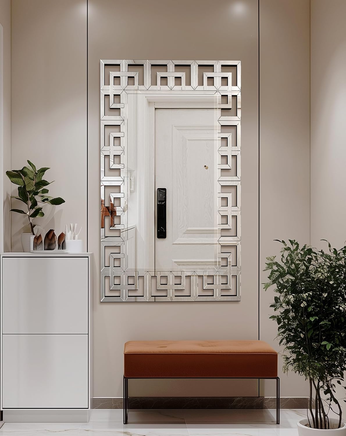 Venetian Wall Mirror Rectangular 48x28 inch Silver Mirrored Decorative Frame