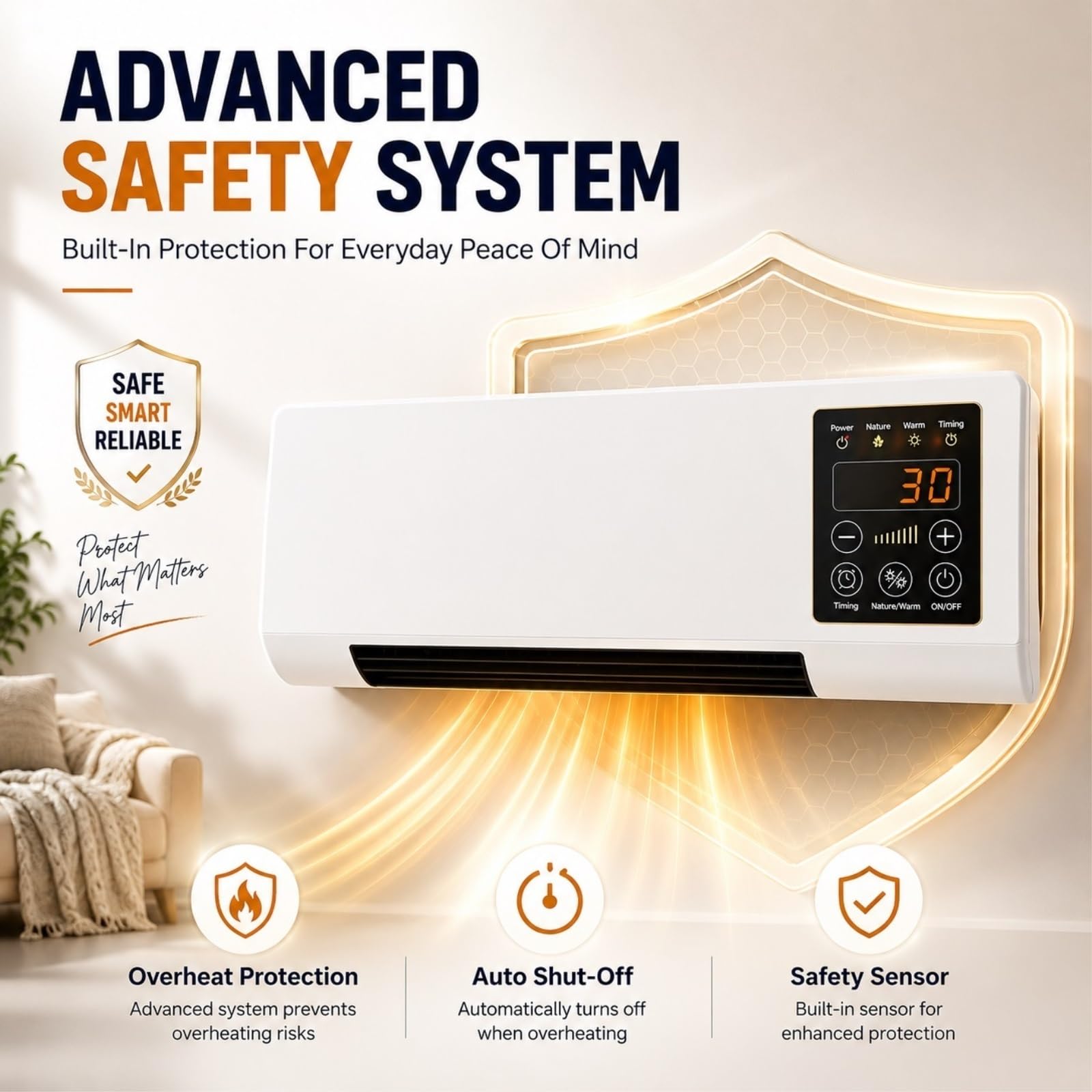 Unidad Combinada de Aire Acondicionado y Calefacción de Pared (Sin Necesidad de Ventana), Ventilador y Aire Acondicionado Portátil 2 en 1 Minisplit Silencioso para Oficina y Hogar(White)