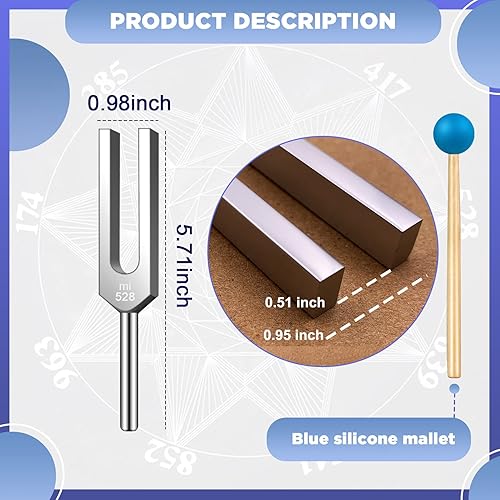 Miniatura 25 de Pesas de diapasón de 128 Hz de aluminio de grado clínico nervio/sensorial con martillo de silicona negro, paño de limpieza y estuche de fieltro