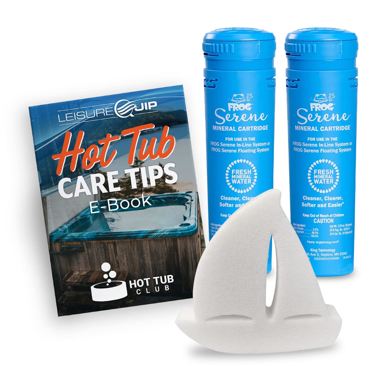 Spa Frog Serene Replacement Blue Spa Mineral Cartridge 2 Pack with Scum Absorber and Hot Tub Care E-Book (2 Pack)