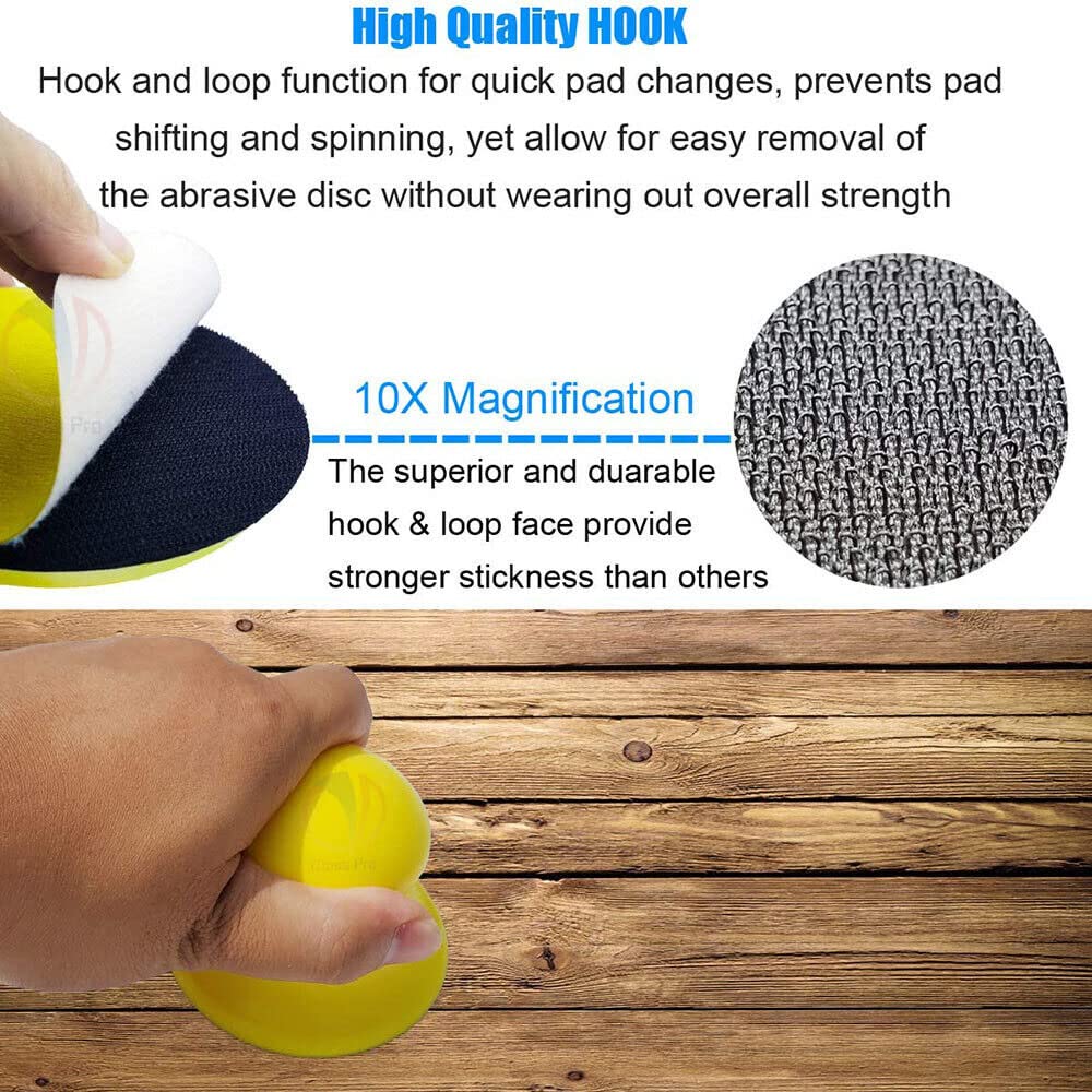 Mass Pro 3 Inch Hook & Loop Hand Sanding Block 72 x 65mm, Ergonomic Hand Grinding Block for Sanding Discs, Woodworking, Furniture Restoration, Automotive Body Repair, Paint Finishing & DIY 2