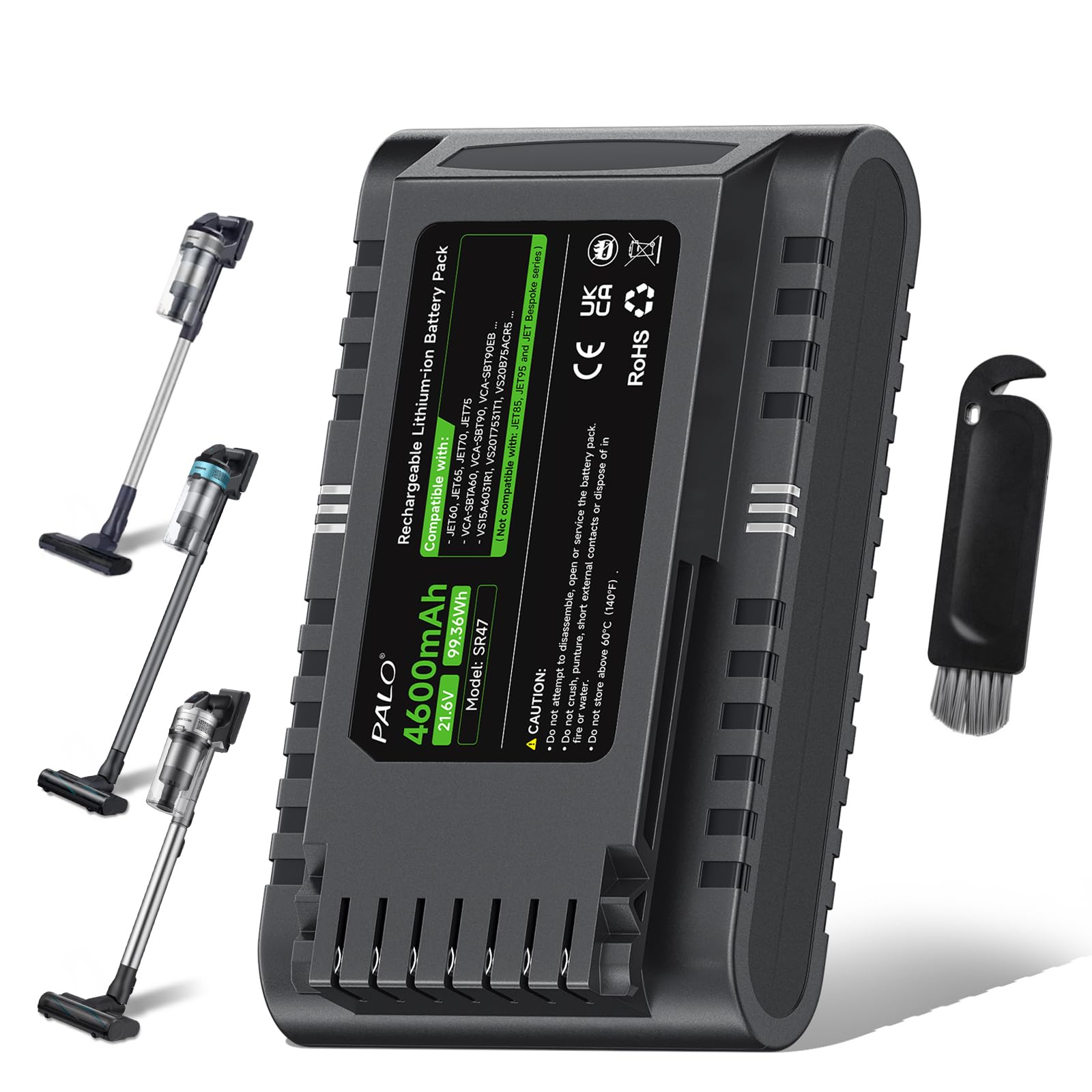 4600mAh 21,6V Ersatzakku für Samsung JET60 JET65 JET70 JET75 JET90 Serie, VS15A60 VS15T70 VS20T75 VS20B75 VS20R90 Akku (Not for JET85 / JET95)
