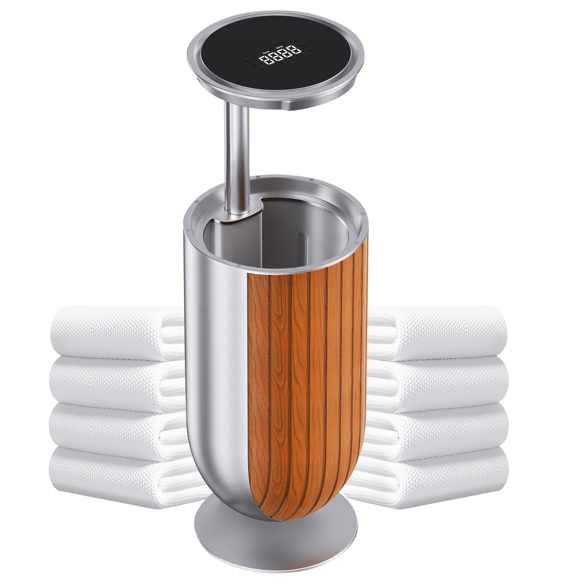 Phantomgogo Electric Towel Warmers for Bathroom Towel Heater Bucket Blanket Warmers for Home Large Bathrobes Warmer with Automatic Lift Cover Towel Warmer (Silver)