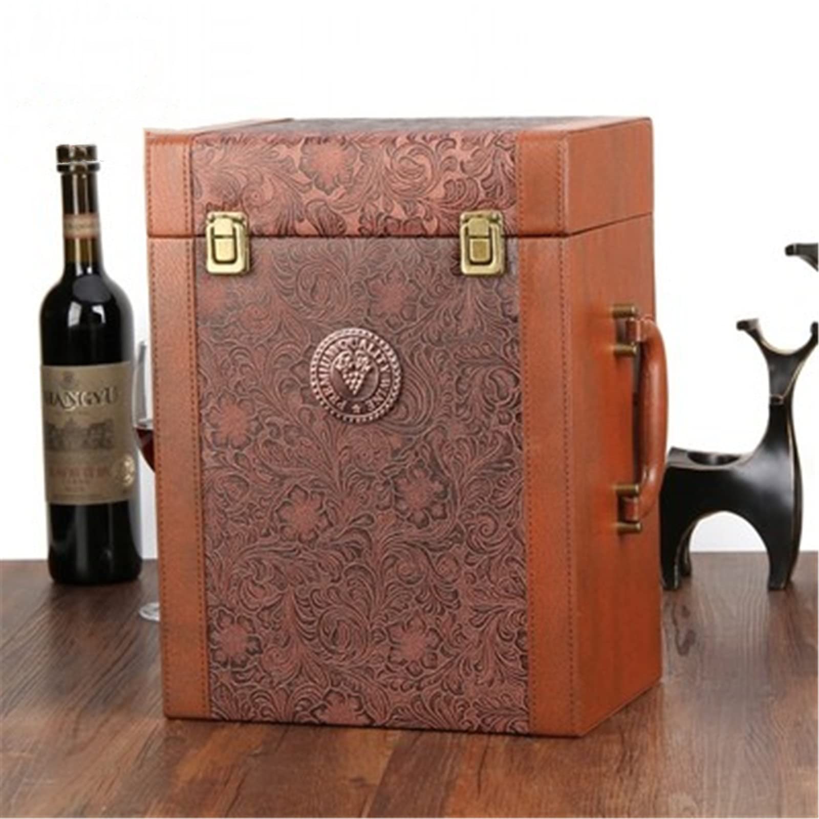 Boîte à vinCoffret Cadeau vin rougeÉtui en Cuir for vinRouge pour Home Bar Decor