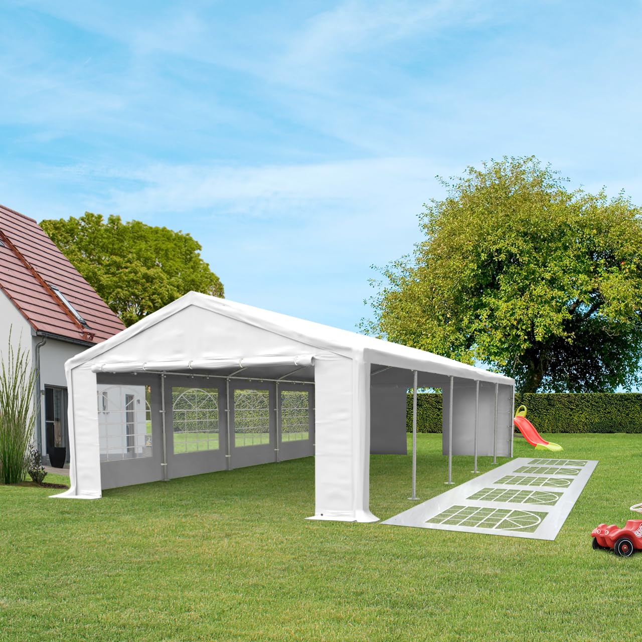 TOOLPORT Carpa para Fiesta 6x12m Carpa para Eventos con Lona PVC 600 N Impermeable y Montaje rápido