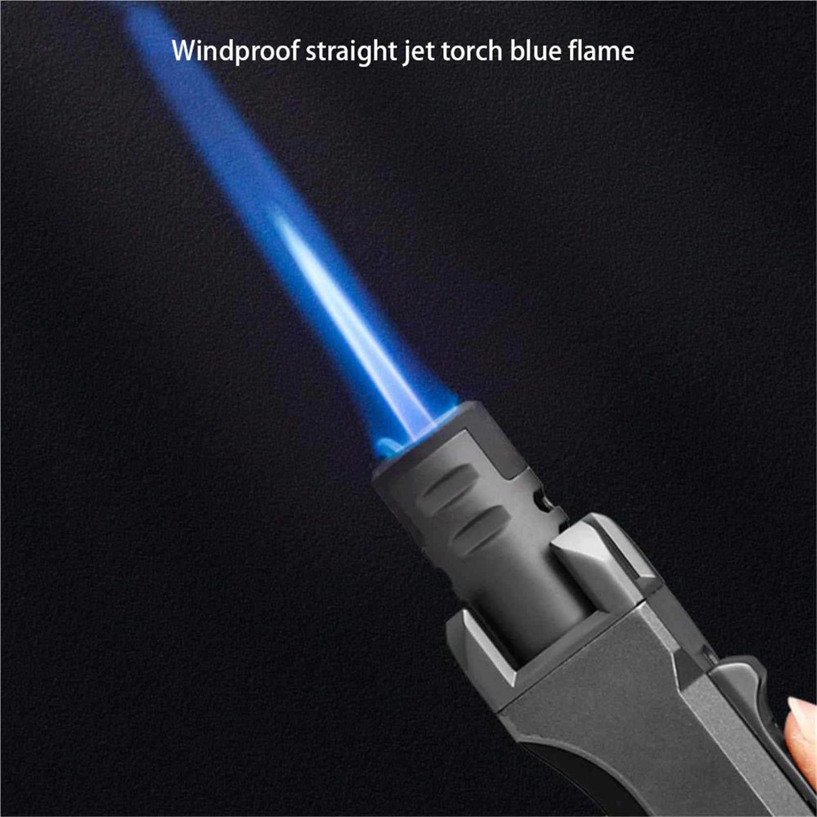 Encendedor de antorcha de butano, llama ajustable a prueba de viento, multiusos para barbacoa, camping, velas, recargable, metal, esencial para exteriores