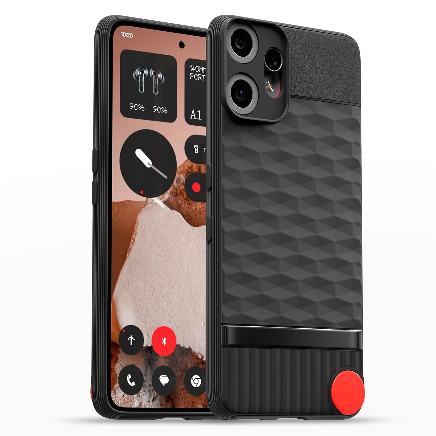 Pikkme Back Cover for CMF by Nothing Phone 2 Pro 5G Camera Protection 3D Hexa Cube Design Silicone Protective Bumper Case (Black)