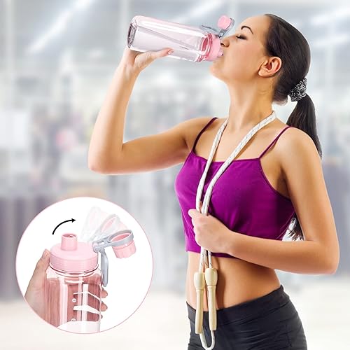 Miniatura 4 de 14 botellas de agua de plástico de 20 onzas a granel, para gimnasio, deportes, botellas de agua reutilizables para adultos y niños, con tapa a