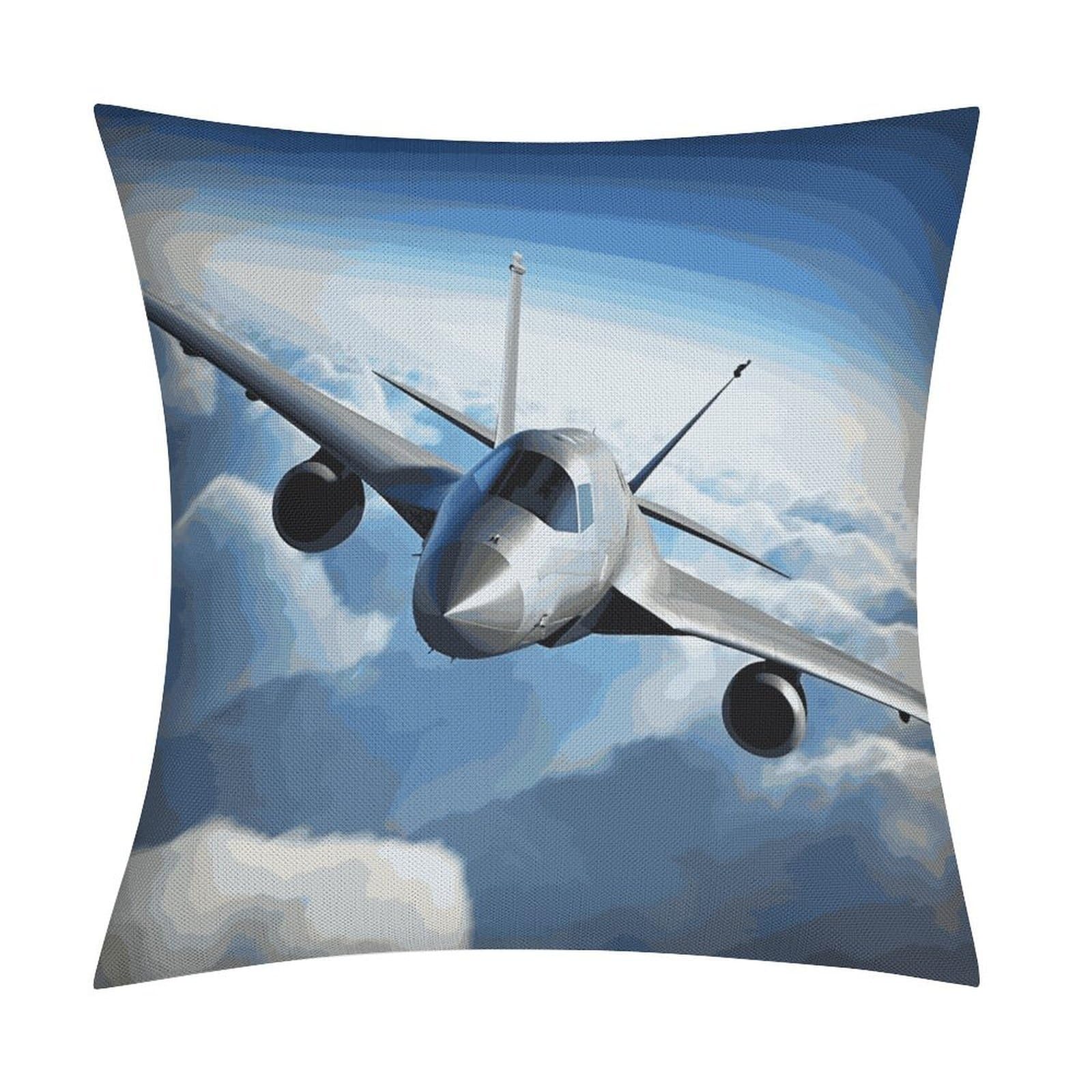 Fodpand Style Flying Airplane Pillow Covers 18X18 Inch, Pillow Cases Boho Farmhouse, Throw Pillow Covers For Couch Sofa Bed Spring Home Decor