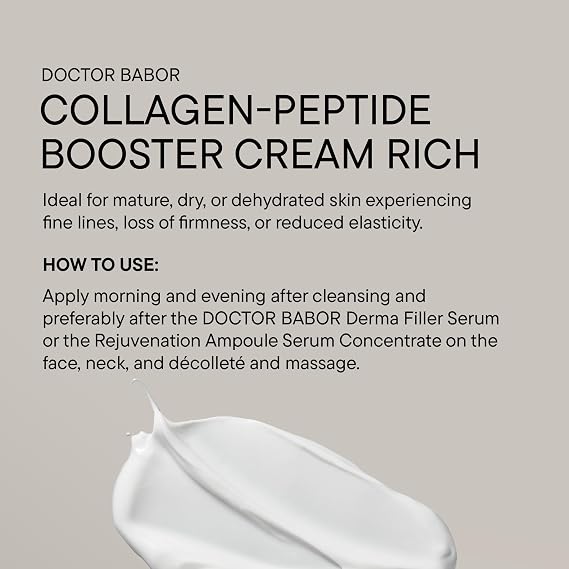 DOCTOR BABOR Collagen-Peptide Booster Cream Rich | Rich anti-ageing care for demanding skin | The intensive moisturising cream has a revitalising and firming effect | vegan | 50ml