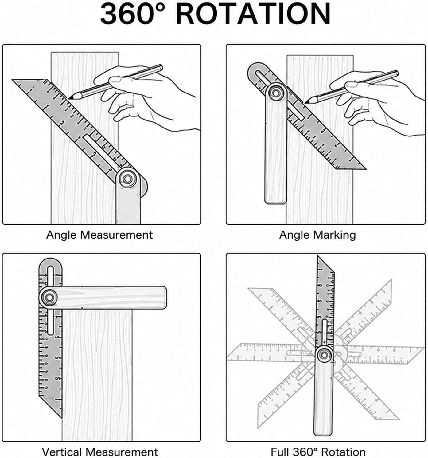 SagaSave Adjustable Carpentry Square Bevel Gauge Angle Finder Blade Ruler Bevel Sliding T-Bevel with Handle for Craftsman Builder Carpenter Architect Engineer (10.62 Inch)