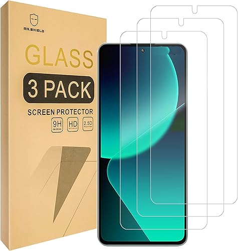 Mr.Shield Paquete de 3 Protector de pantalla para Xiaomi 13T Xiaomi 13T Pro vidrio templado vidrio japonés con dureza 9H Protector de pantalla