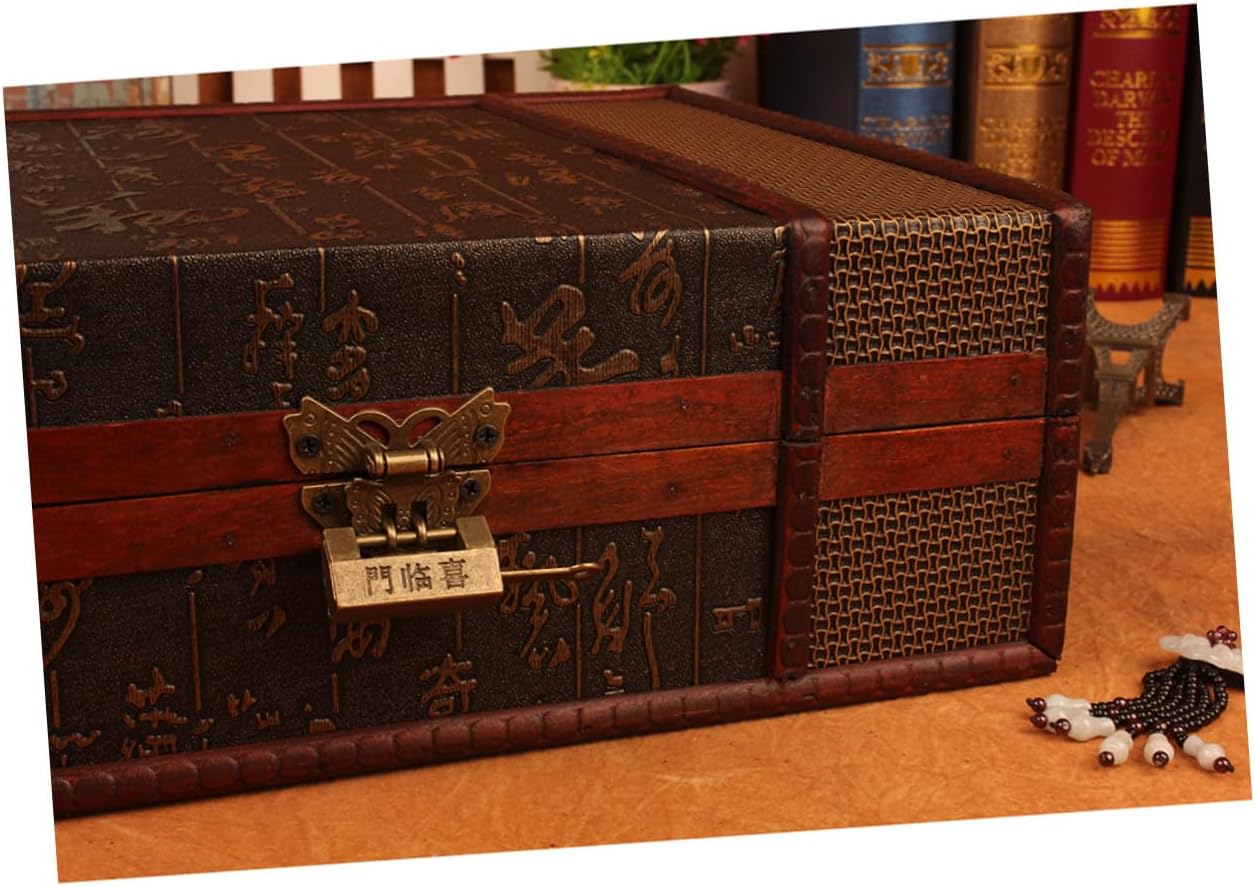 Large Wooden Keepsake Box Decorative Storage Box Lid for Jewelry Desktop Sundries and Documents