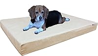 Vista 1 de dogbed4less Cama ortopédica de espuma viscoelástica para perros con cubierta de gamuza caqui, forro impermeable y funda de cama extra para mascotas
