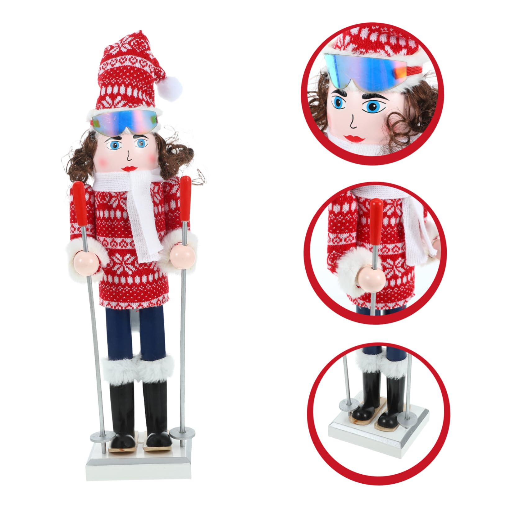 Zerodeko Lot De 3 Écharpes Skieuses Miniatures Gonflables en D'Épices Poupées Casse-Noisettes Décorations d'hiver Pantalons Artificiels Noix Animées Ornements
