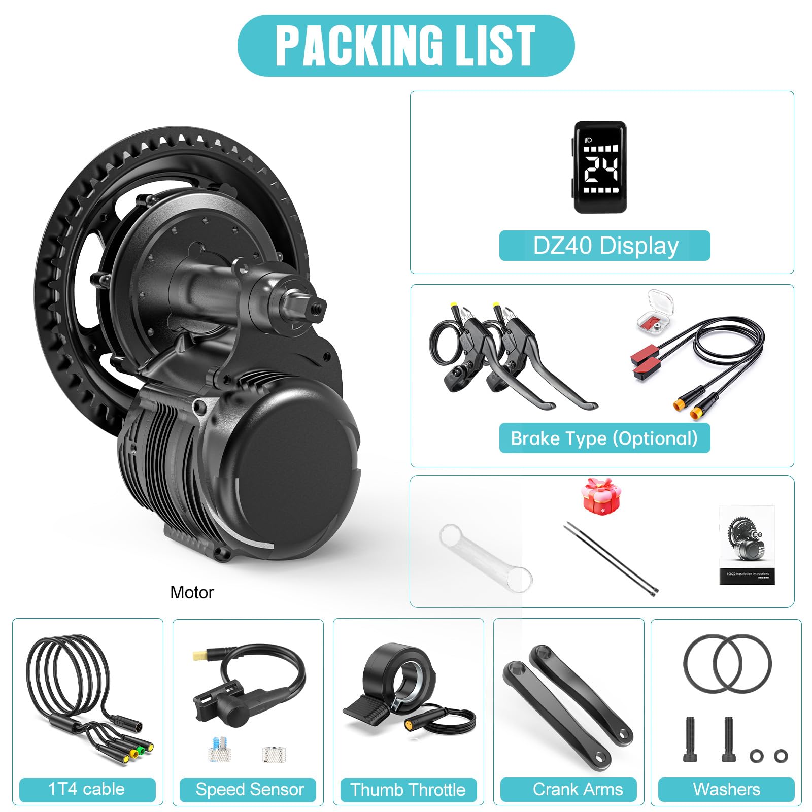 BAFANG 48V batterie 750W 500W 250W moteur d'entraînement central M315 G340 kits de conversion de