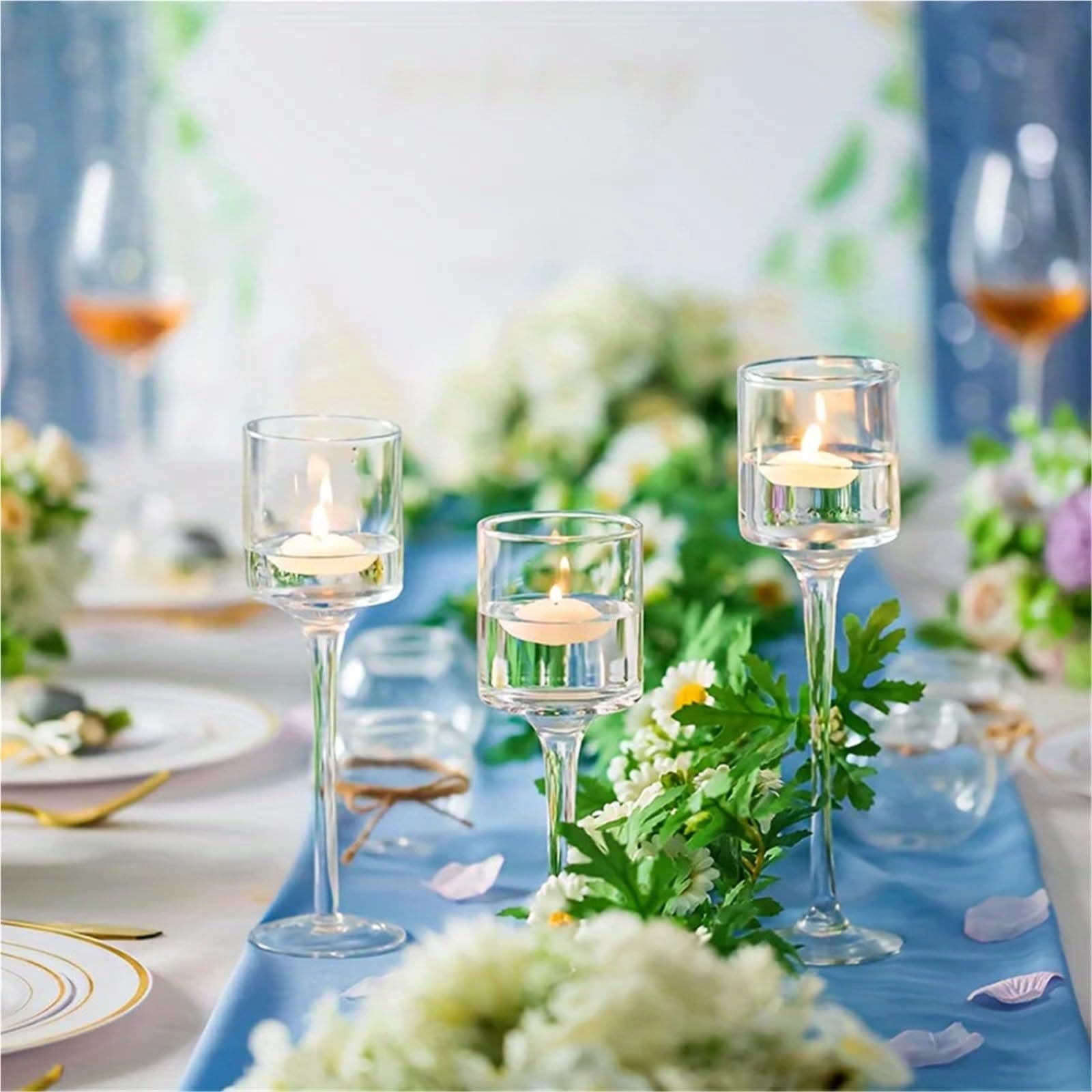 Portavelas Candelabro de Vidrio de 3 Piezas, decoración de Mesa, decoración de jarrones