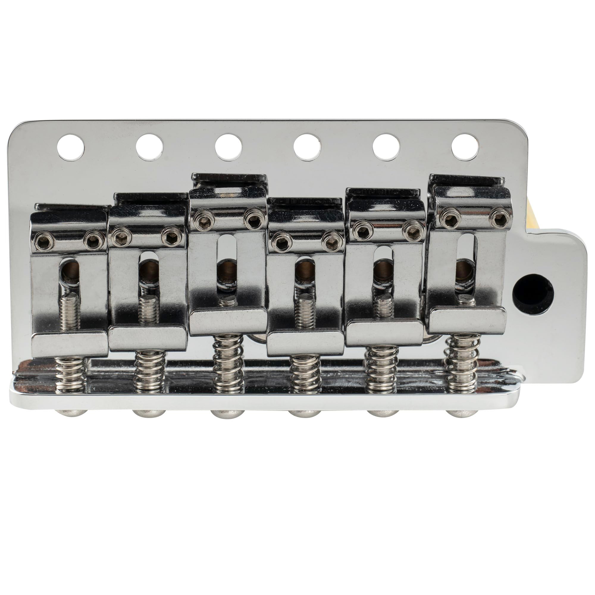 Musiclily Ultra 56mm 6-Punkt ST American Vintage Tremolo Bridge Steg mit Gebogenen Stahl Saitenreiter 42mm Messingblock für Strat Style E-Gitarre, Chrom