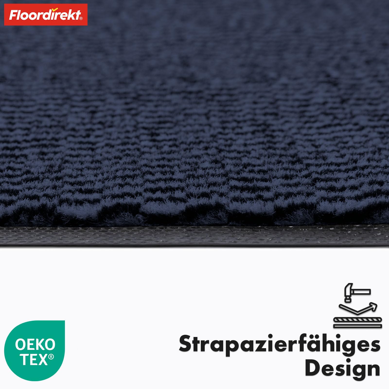 Floordirekt Premium Zerbino per ingresso, 80x120cm Blu, antiscivolo e lavabile, zerbino per interno ed esterno, Sky Novo