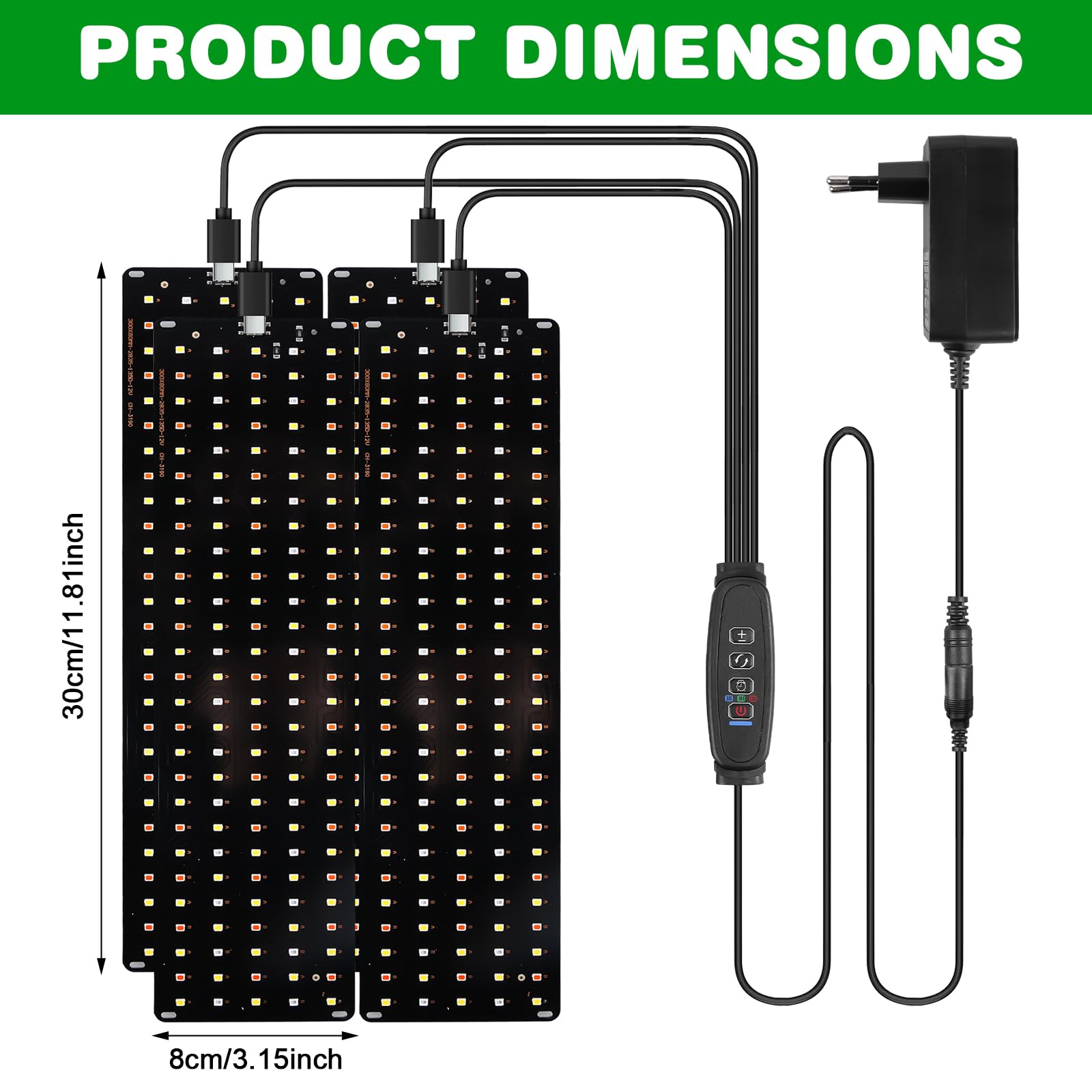 Lampada per piante a LED a spettro completo con 540 LED, 10 tipi di luminosità, lampada per piante, luce per coltivare con timer da 3/9/12H, per semi, piante e fiori, nero