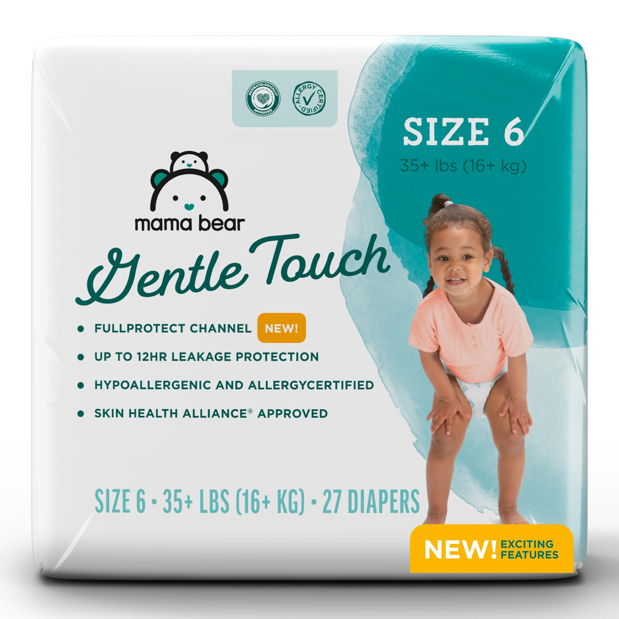 Amazon Brand - Mama Bear Gentle Touch Diapers, Size 6, 27 Count