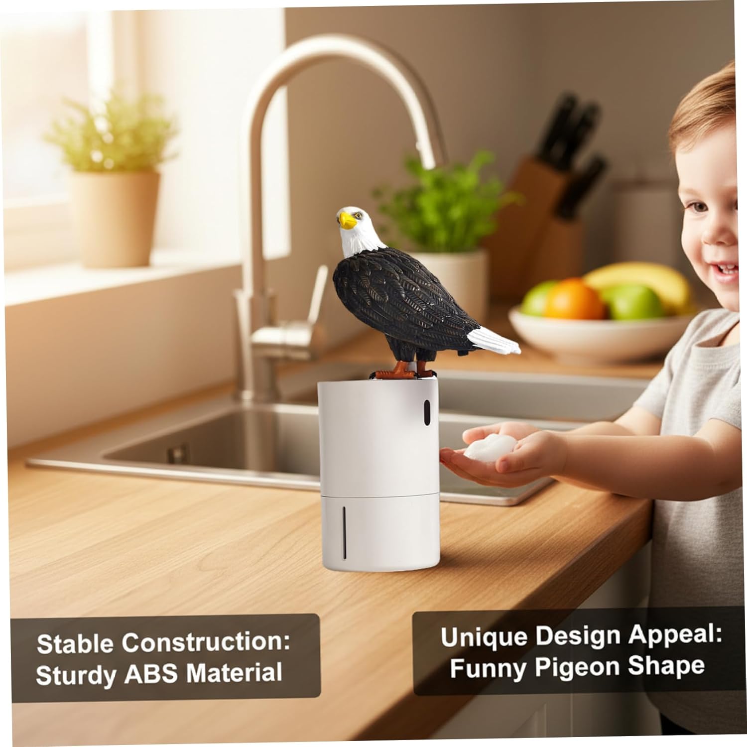 Pigeon Soap Dispenser Funny Electric Automatic Soap Dispenser Battery Powered 300ml/10oz Large for Kitchen Bathroom Home