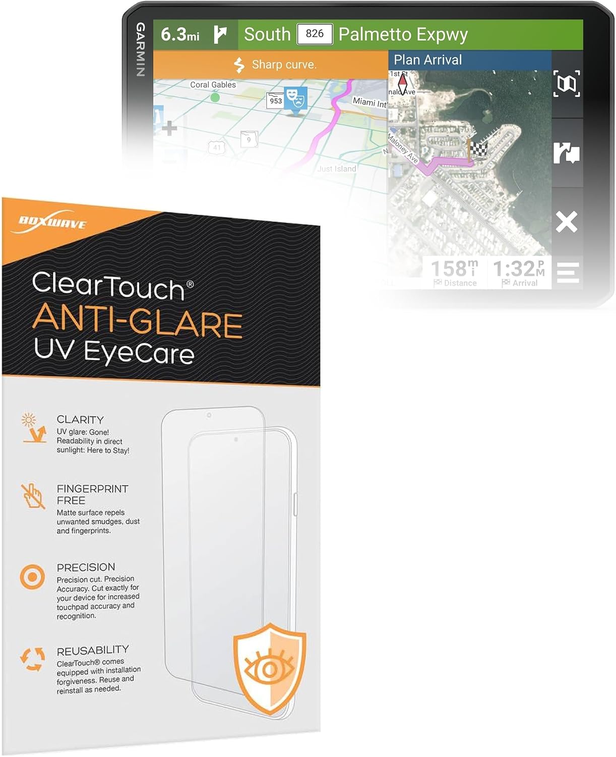 BoxWave Screen Protector Compatible with Garmin RV 895 - ClearTouch Anti-Glare Anti-UV EyeCare (2-Pack), Filters Out Harmful Blue Light Reduce Fatigue