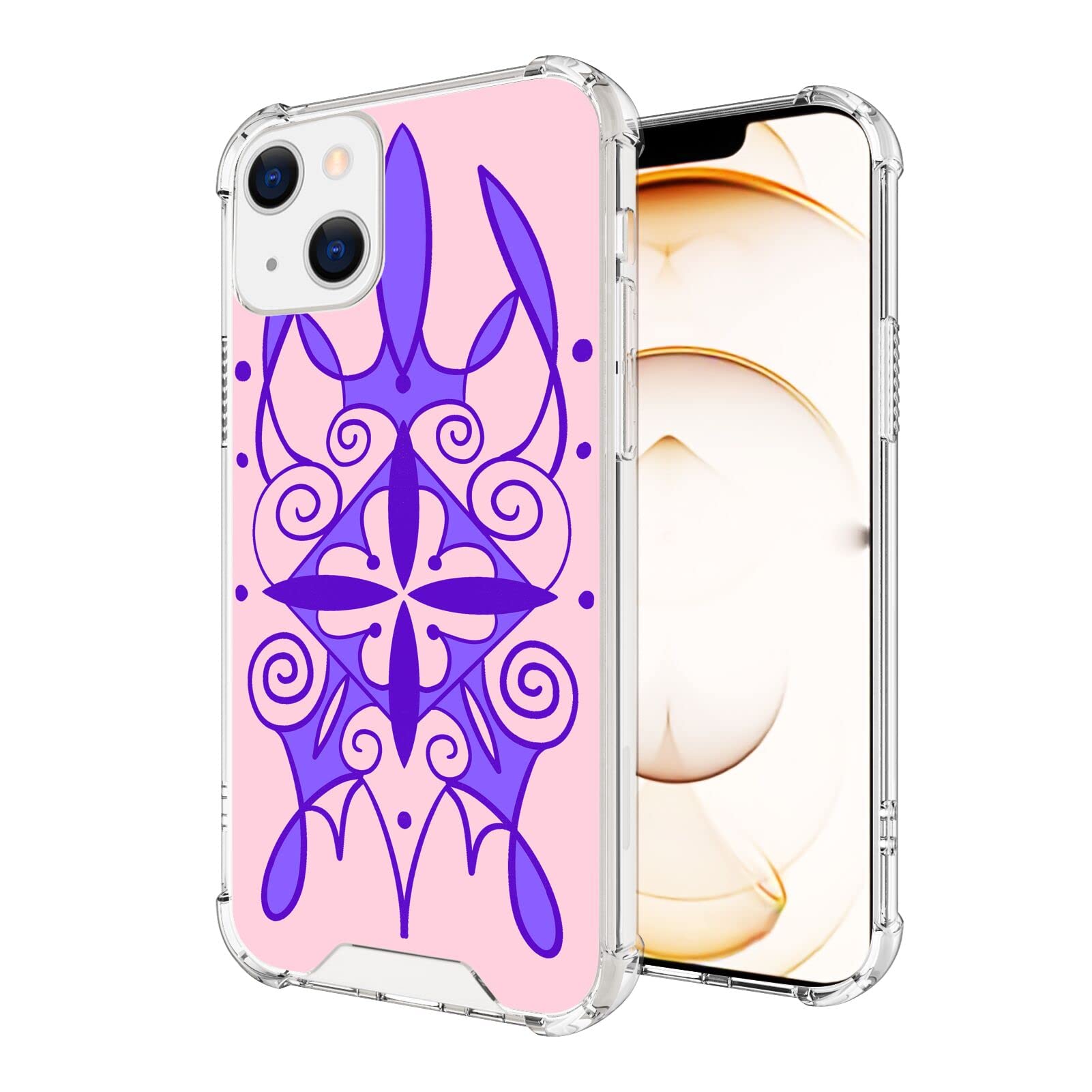 Xioolia Transparent Phone Case Compatible with iPhone 13 Mini Shock-Absorbing Anti-Scratch Clear with Four Corner Bumper and Designer Geometric Flower Art Pattern