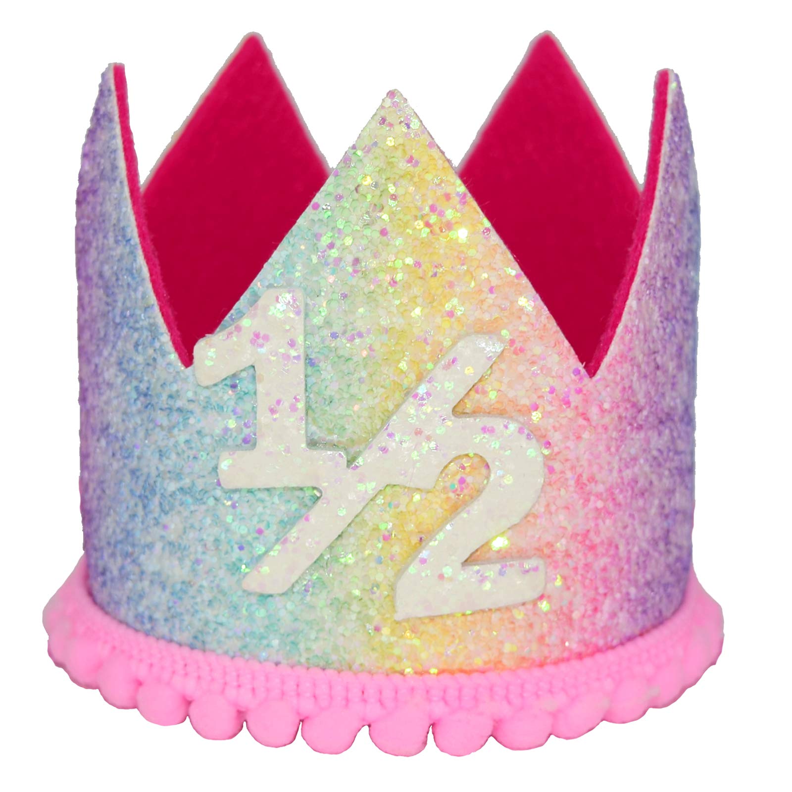 Celebris First Birthday Crown Rainbow Mermaid 1/2 2nd 3rd sign Baby Girl Princess Cake Smash Headband