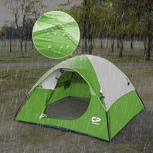 Miniatura 5 de CAMPROS CP Tienda de campaña para 3 personas, tienda de campaña impermeable y resistente al viento con mosca de lluvia superior, tienda de campaña
