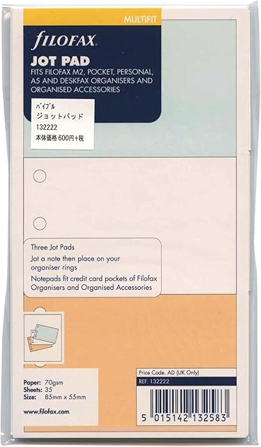 Filofax Mini Jot Pads - White/ Blue/ Salmon