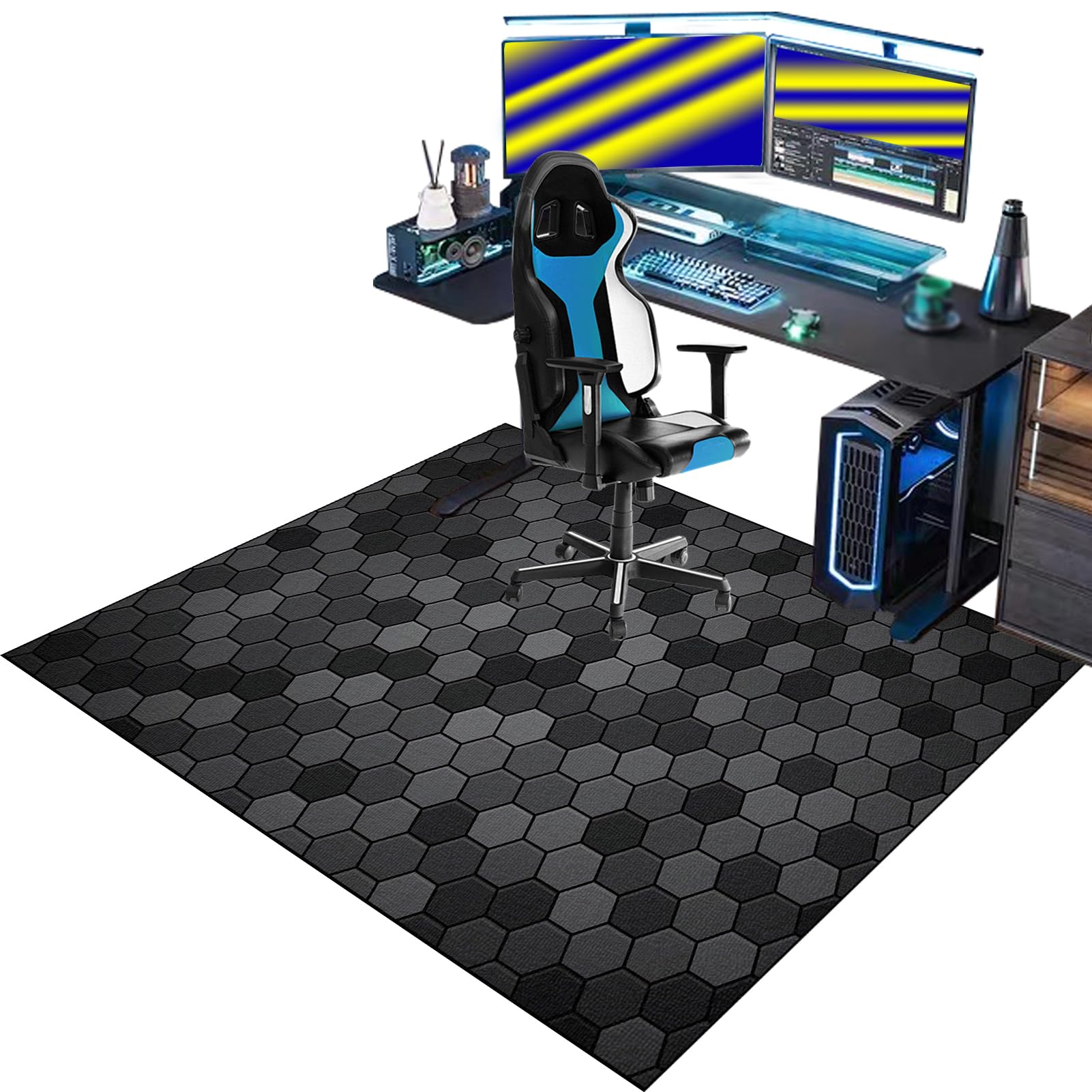 Gaming Chair Mat for Carpet, Rolling Chair Mat, Heavy Duty Office Chair Mats for Carpeted and Hardwood Floor Carpet Protector Chair Mat for Home and Office 80 x 120 cm Floor Mat for Office Chair