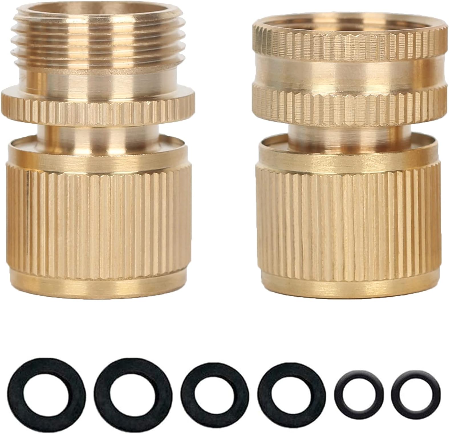 Brass Garden Hose Tap Connector - 3/4" Female & Male Quick Connector for Expanding Hose and Garden Irrigation