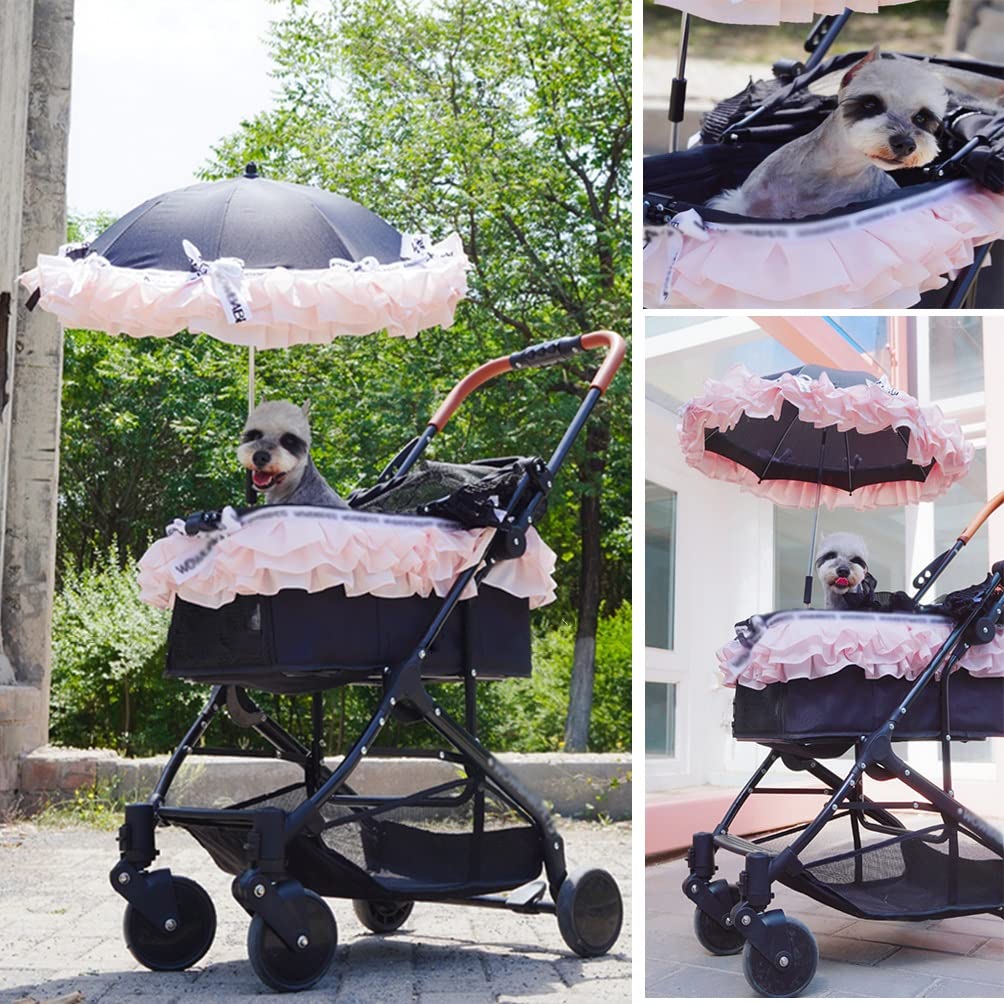 姫系【美品】ラグジュアリーなピンクのペットカート通気性抜群＆大容量収納付 姫系ラグジュアリーなピンクのペットカート通気性抜群＆大容量収納付