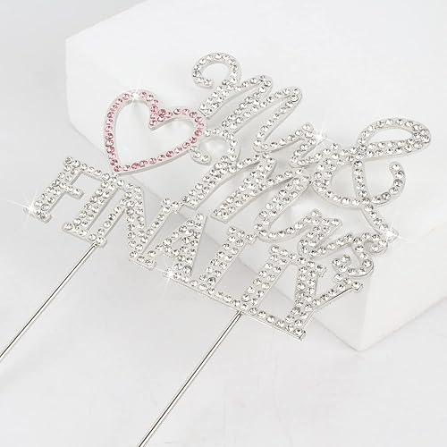 Miniatura 4 de Finally Mr & Mrs - Decoración de pastel de diamantes de imitación de boda plateada y rosa, perfecta para despedidas de soltera, compromiso, bodas,