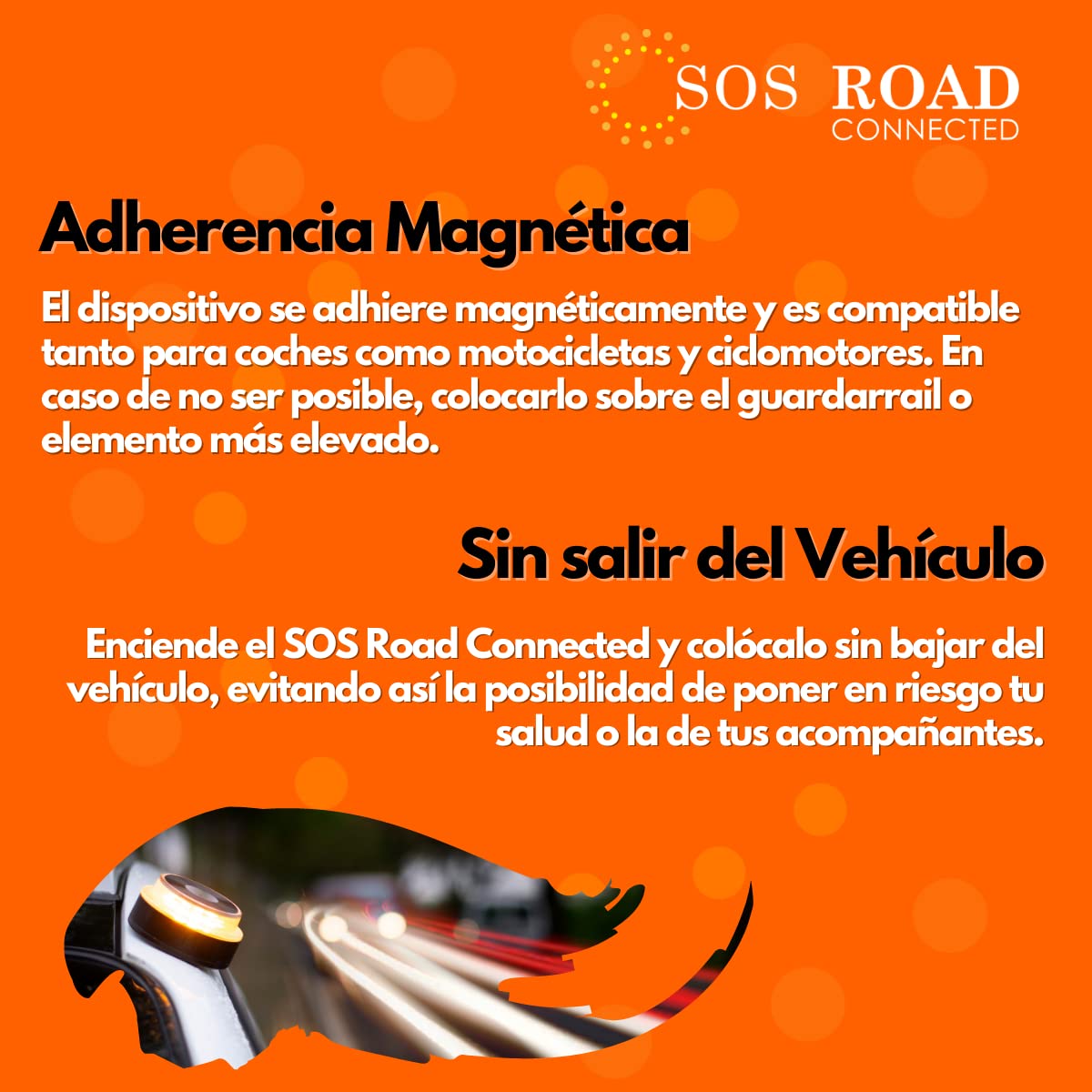 SOS ROAD Connected - Luz de Emergencia con Geolocalización para Coche Homologada DGT 3.0 (Obligatoria) - Baliza v16 con Plan Datos Gratuítos hasta 2038 - Base Magnética - Resistente Agua Polvo (4 uds)