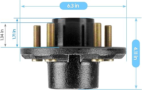 Vista 19 de SEHNSUCHT Kit de cubo tensor de rueda de remolque, 5 agujeros, cubo loco de perno de 4.5 pulgadas para ejes de remolque de 3500 libras, se ajusta a