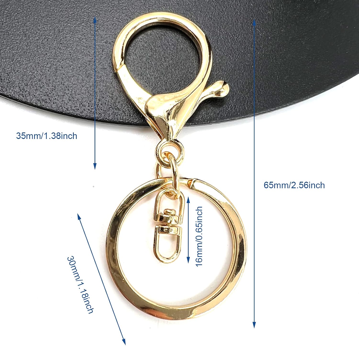 20Pcs Lobster Clasps Swivel Hooks, Lobster Clasp Trigger Clips with Flat Split Keychain Ring and 8 Shap Swivel Hook Clips for DIY Craft Making (Gold-2)