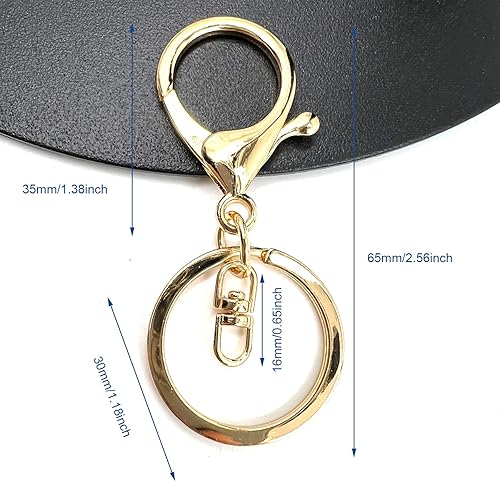 Miniatura 2 de 10 ganchos giratorios con cierre de langosta, clips de gatillo de mosquetón con anillo de llavero dividido plano y 8 clips giratorios de forma para